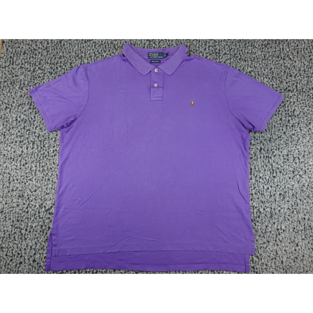 Polo Ralph Lauren Polo Shirt Mens XXL Purple Pima Interlock Short Sleeve Pony